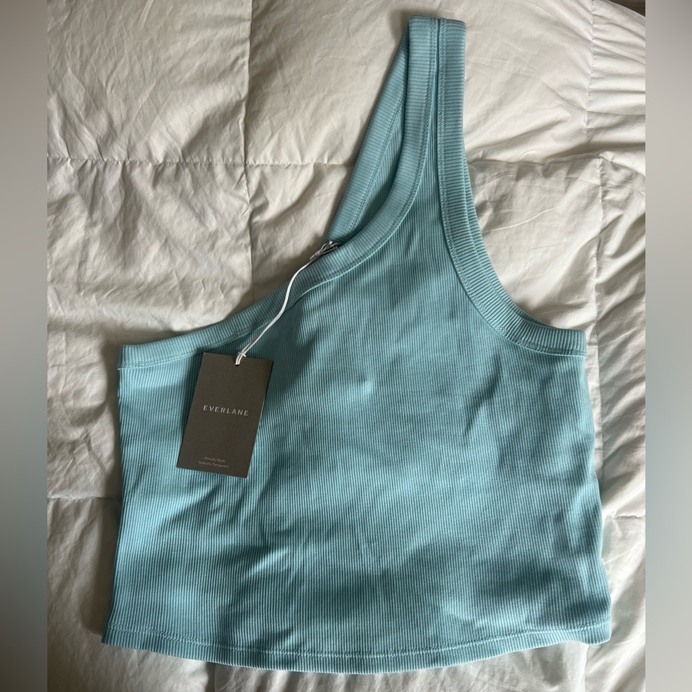 Everlane One-Shoulder Baby Blue Ribbed Top - NWT